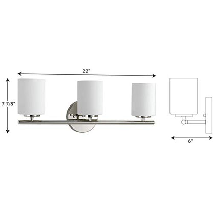 Progress Lighting 3-Light Etched Glass Modern Bath Vanity Light, Replay Collection , Indoor, P2159-104, Polished Nickel - color: Polished Nickel, size: 3-Light