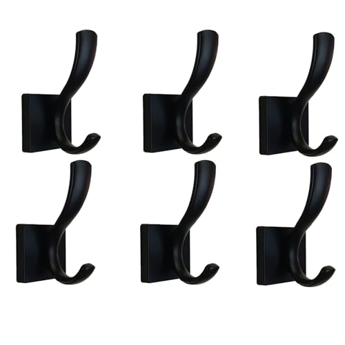 Black Coats Towels Hooks 6 Pack Towel Robe Clothes Coat Hooks,Heavy Duty Wall Mount Hooks for Bath Bedroom Kitchen Pool Garage Hotel (Black 6) - color: Black 6