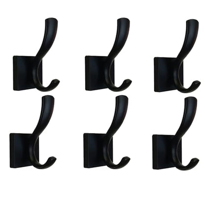 Black Coats Towels Hooks 6 Pack Towel Robe Clothes Coat Hooks,Heavy Duty Wall Mount Hooks for Bath Bedroom Kitchen Pool Garage Hotel (Black 6) - color: Black 6