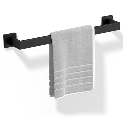 HITSLAM Bath Towel Bar, 18 Inch Towel Rack for Bathroom Wall Mounted, SUS304 Stainless Steel Towel Holder with Hardware Accessories, Matte Black - color: Matte Black, size: 18 Inch (Total Length 19.6 Inch)