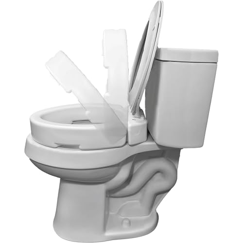 Carex Health Brands Hinged Elongated Toilet Seat Riser, Adds 3.5 Inches of Height to Toilet, 300 Pound Weight Capacity, Raised Toilet Seat, White (FGB32100 0000) - style: Elongated