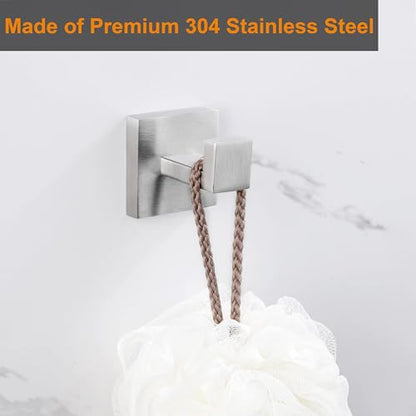 Nolimas Towel Hook Stainless Steel Bathroom Rustproof Clothes Towel Coat Hook Wall Mounted Square Toilet Kitchen, Heavy Duty Door Hanger, 4 Pack, Brushed Nickel - color: Brushed Nickel, size: 4 Pack
