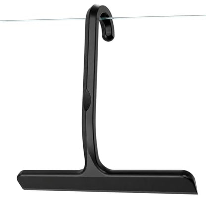 Silicone Shower Squeegee with Hanging Hook for Glass Door & Window, Black | One-Piece Seamless Design for Easy Maintenance; Streak-Free Scraper for Mirrors, Tiles, Countertops & Car Windshields
