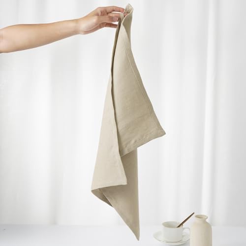 Linen Thick Kitchen Towels Set of 2-100% Linen Dish Towels with Hanging Loops, Super Soft Quick Dry Tea Towels Stonewashed and Handcrafted 17.7 x 23.6 Inch,Dark Apricot - color: Dark Apricot, size: Hand Towel