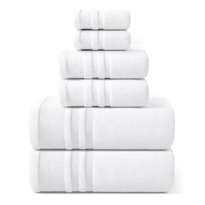 REDKISS 6 Piece Towel Set for Bathroom, 100% Cotton Hotel Collection, Soft Absorbent Quick-Dry, 700 GSM, White - color: White
