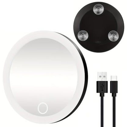 4" 30x Magnifying Mirror 30x with LED Light, Portable Lighted Makeup Mirror with Tweezers, 20x Makeup Magnifying Mirror with 3 Suction Cups for Travel Eyes Makeup, Gift for Women Black