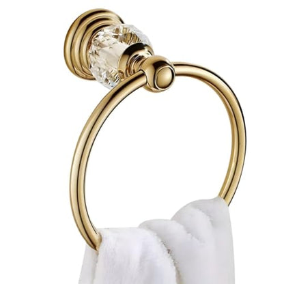 Crystal Gold Towel Ring, Gold Bathroom Towel Holder Ring, Golden Towel Rack Hanger Home Hand Towel Ring Towel Holder for Bathroom Wall Mounted Bathroom Accessory - color: Gold