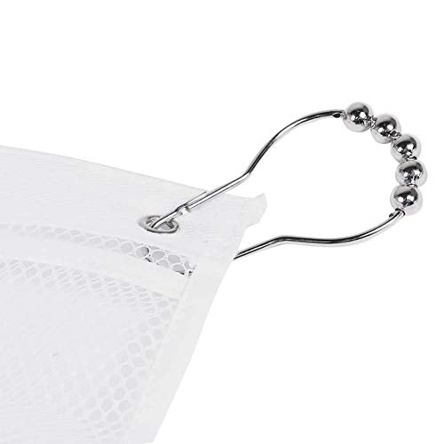6 Pockets Mesh Shower Organiser Bathroom Over The Door Hanging Mesh Pockets Storage Bag Holder Hanging Caddy with Hooks Quick Dry Bathroom Storage Basket