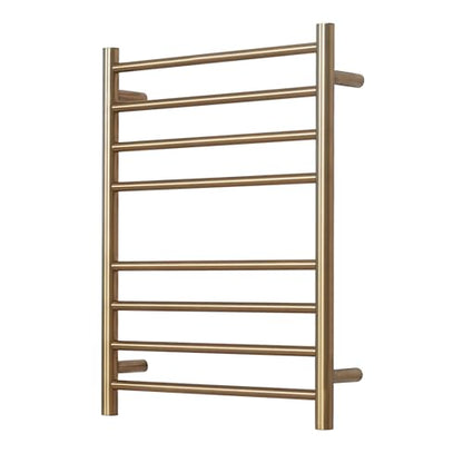 Electric Heated Towel Warmer - Wall Mounted Bathroom Towel Rack, Plug-in Design & Brushed Stainless Steel Finish 8 Bar Gold with Single Press - color: Gold With Single Press, size: 8 Bar