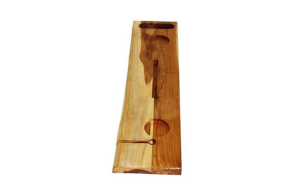 EcoDecors Eleganto 36" Live Edge Solid Teak Bath Caddy Tray with Handle, Book & Tablet Holder, Wine Glass Holders, Luxury Bathtub Tray - style: 36" Live Edge