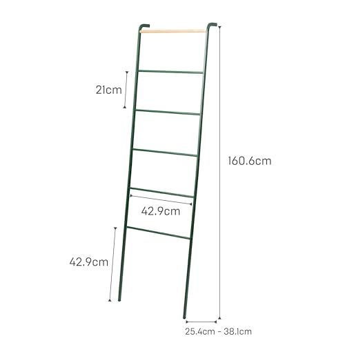 YAMAZAKI Home Strategist Leaning Ladder Hanger - Bathroom Storage Rack Holder Stand, 63" - Steel - color: Forest Green