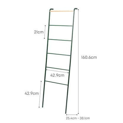 YAMAZAKI Home Strategist Leaning Ladder Hanger - Bathroom Storage Rack Holder Stand, 63" - Steel - color: Forest Green