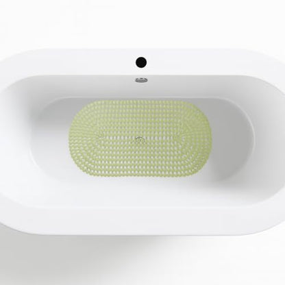 Luxury Oval Bath & Shower Mat 27" x 15" – Non-Slip PVC Bath Mat with Secure Suction Cups, Pear Diamond Design, Modern Bathroom Safety – Dependable Industries (Beige) - color: Beige