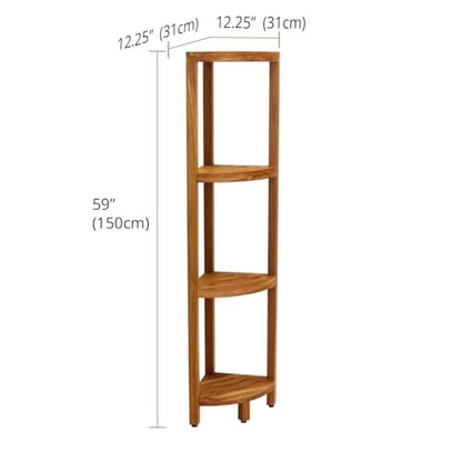 AquaTeak Kai Four-Tier Corner Teak Bath Stand | Space-Saving Design, Durable Water-Resistant Teak, Anti-Slip Feet