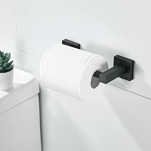 WOLIBEER Black Toilet Paper Holder Towel Ring, Matte Bathroom Hand Towel Holder Toilet Roll Holder, Modern Bath Hardware Set Wall Mounted Stainless Steel 2 Pieces - color: Black