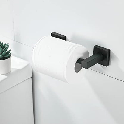 WOLIBEER Black Toilet Paper Holder Towel Ring, Matte Bathroom Hand Towel Holder Toilet Roll Holder, Modern Bath Hardware Set Wall Mounted Stainless Steel 2 Pieces - color: Black