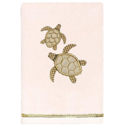 Jewel 4-Piece Premium Towel Set, Embroidered Turtles, Plush Turkish Cotton, Durable & Quick Dry, Elegant Beach Style, 2 Bath 2 Hand Towels, Blush - color: Blush, size: 2 Pcs Bath 2 Pcs Hand Towel