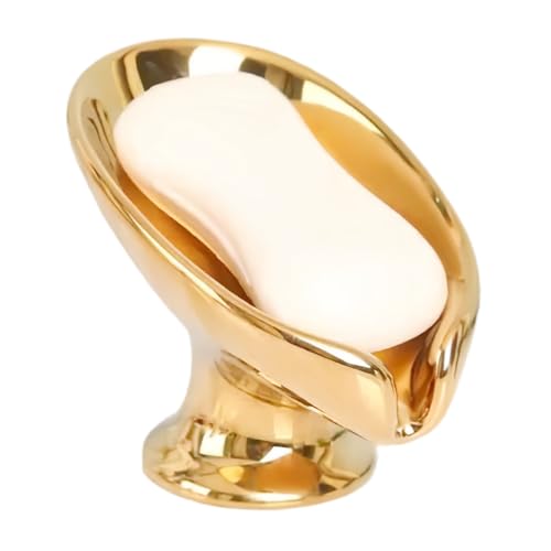 Bar Soap Holder, Soap Dish for Shower, Self Draining Soap Dish, Metallic Glossy Ceramic Soap Holder, Used for Sinks, Bathrooms, Showers,Kitchens (Golden) - color: Golden