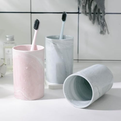 Kelake Ceramic Rustic Gray Marble Bathroom Tumbler Cup for Mouthwash Rinsing Toothbrush and Toothpaste Holder Stand Cups 280 ml Porcelain Milk Drinking Cups for Christmas Birthday - color: Gray Marble Pattern Cup