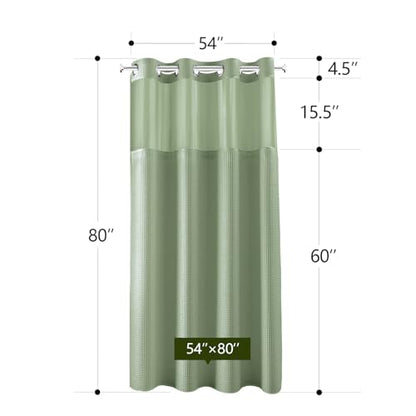 River Dream Cotton Blend Fabric Shower Curtain Set with Liner, Sage, 54x80 | Waffle Weave, No Hook Needed, with Snap in Replacement Liner, Top Sheer Window, Hotel Quality Fabric for Bathroom - color: Sage Green, size: 54"W x 80"L (Pack of 1)
