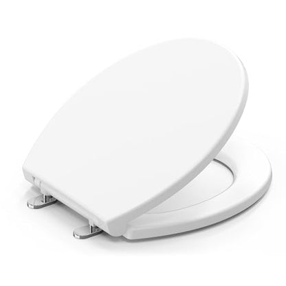 Plus Round Toilet Seat, Slow Close, Plastic, White | No-Slam, Magnetic Quick-Release Easy Clean, Easy Installation, SecureGrip Bumpers, Wobble-Free, Adjustable Fit - size: Round