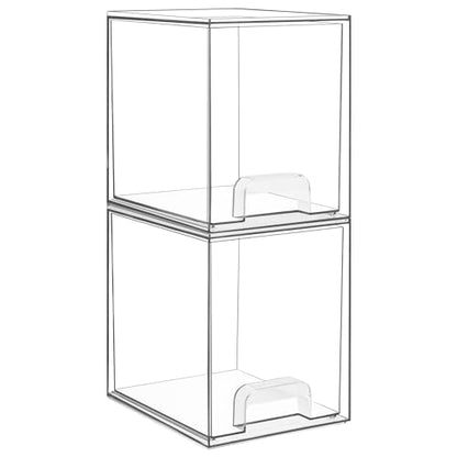 Vtopmart Clear Stackable Storage Drawers, 2 Pack Tall Plastic Organizers | Clear Pull-Out Drawers, Stackable Design for Skincare, Cosmetics, Beauty Supplies, Vanity, Bathroom, Cabinet and Countertop - style: 2pack High