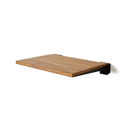 Seachrome 18 inch Silhouette Slimline Folding Wall Mount Shower Bench Seat, Natural Teak Wood with Matte Black Frame - color: Teak Wood With Matte Black Frame