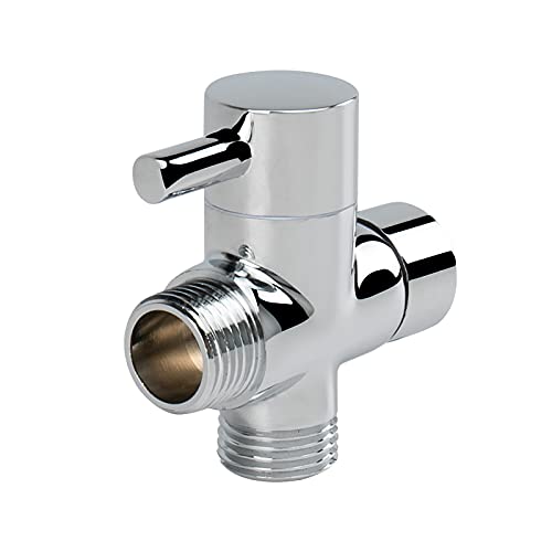 NearMoon Solid Brass G1/2" Shower Arm All Metal Universal 3-Way Diverter Valve for Handheld and Fixed Head, Replacement Component Adapter (Chrome Finish) - color: Chrome Finish