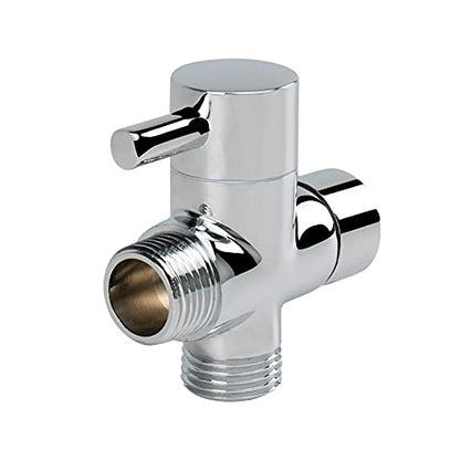 NearMoon Solid Brass G1/2" Shower Arm All Metal Universal 3-Way Diverter Valve for Handheld and Fixed Head, Replacement Component Adapter (Chrome Finish) - color: Chrome Finish