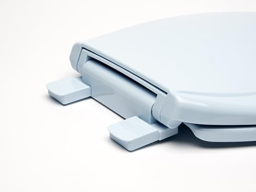 2Q1E6-40 Builder Grade Slow Close Plastic Toilet Seat with Vari Adjust Lok-Down R'N'C Hinge and Quik-Lok Mounting Hardware, Elongated, Dresden Blue - color: Dresden Blue, style: Elongated