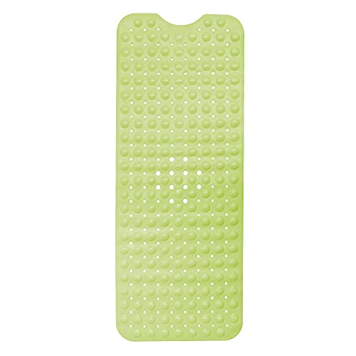 ENKOSI Non-Slip Bath & Shower Mat 40x16 Extra Long, Suction & Drain Holes | Green color; Durable PVC; 40x16 in, Green - color: Green