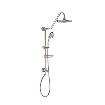 PULSE ShowerSpas Kauai III Brushed Nickel Rain Shower Head with Handheld Spray - 2.5 GPM, 8" Showerhead, 5-Function HandShower, Adjustable Slide Bar - Shower Heads with Handheld Spray Combo - color: Brushed Nickel, size: 2.5 Gallon Per Minute