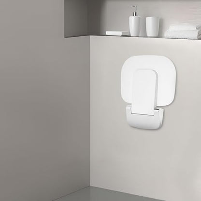 Foldable Shower Chair, Wall Mounted Bath Seat for Elderly & Handicap, ABS Plastic Bathroom Stool with Backrest, Portable Shower Bench for Tub and Tile (White) - color: White