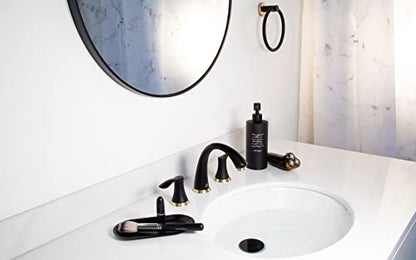 Bathroom Faucet for Sink 3 Hole, Black and Gold, BF405-GB | 8 inch Widespread Bathroom Faucet 2 Handle Bathroom Sink Faucet for Vanity with Drain Assembly Supply line, Black and Gold - color: Brushed Gold/Matte Black