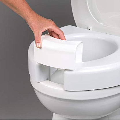 SP Ableware 37228 Secure-Bolt 3" Elevated Toilet Seat with Convertible Open/Closed Front, Plastic, White