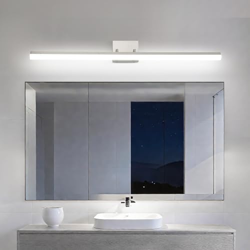 36 inch LED Modern Bathroom Vanity Lighting Fixtures Over Mirror, Brushed Nickel Adjustable Makeup Vanity Light Bar Dimmable 36W 5000K Cool White - color: Nickel-36 Inch 5000k