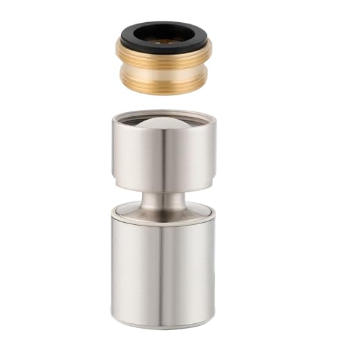 Hibbent NSF/ANSI/CAN 61 Certified Faucet Aerator, CUPC Certification 360 Degree Swivel Kitchen Sink Aerator, 2-Flow Sprayer Faucet Replacement Part 55/64 Inch Female Thread - Brushed Nickel - color: Brushed Nickel