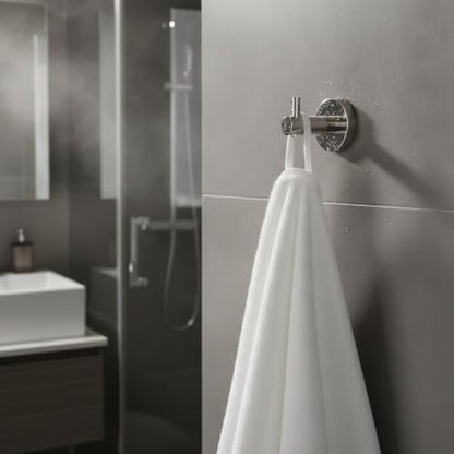 Wall Hook Stainless Steel Adhesive Mount for Bathroom Tile and Glass, Drill-Free Holder for Wet Towels and Robes (1 Piece) - size: 2.64 x 1.97 x 2.44 in