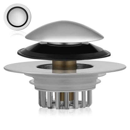Bathtub Drain Stopper Copper Tub Drain Plug with Built-in Hair Catcher Pop-up Bathtub Strainer for Water Control Easy Install 2.95 X 2.95 X 1.57 in
