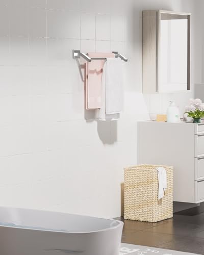 Alise Double Towel Bar, 16" Double Towel Racks for Bathroom, Brushed Nickel | Quick Drying Bathroom Towel Holder, SUS304 Stainless Steel Towel Hanger Wall Mounted, Useable Length 14.9" - color: Brushed Nickel, size: 16-Inch (2-Bars)