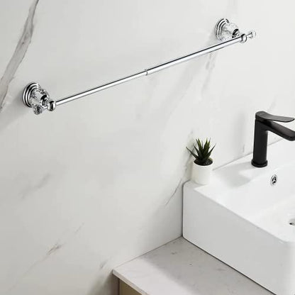 WINCASE Chrome Towel Bar 24 Inch, Adjustable Crystal Towel Rack, Silver Single Towel Holder for Bathroom Wall Mounted Modern - color: Chrome Towel Bar