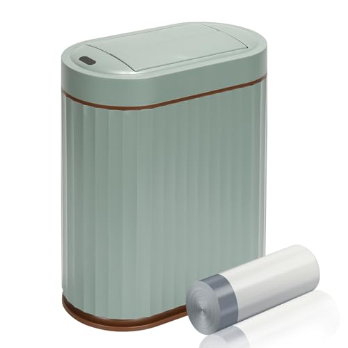 ELPHECO Bathroom Trash Can with Lid Butterfly, Motion Sensor Trash Can Bathroom Decor Automatic Garbage Can Wastebasket Bathroom Accessories, Kitchen, Living Room, Office, Sage Green - color: Sage Green
