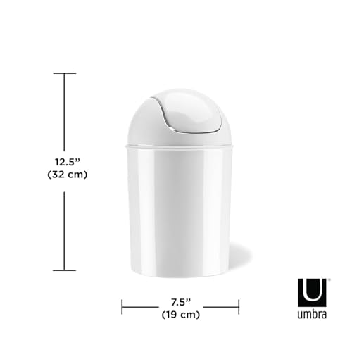Umbra Mini 1-1/2-Gallon Swing-Top Waste Can, White - color: White