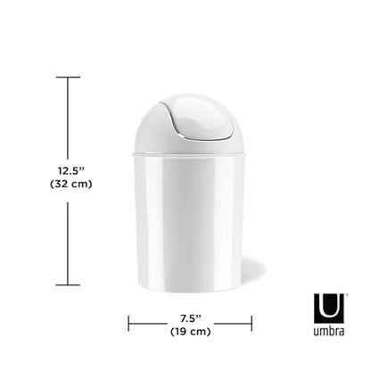 Umbra Mini 1-1/2-Gallon Swing-Top Waste Can, White - color: White