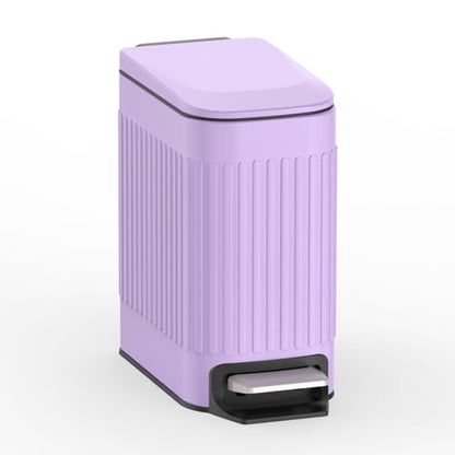 TrashAid 1.6Gal Slim Bathroom Trash Can with Lid Soft Close & Pedal, Purple | Removable Inner Bucket, Stainless Steel Garbage Can, Small Wastebasket for Toilet/Office/Bedroom, Retro Design, Odor Control - color: Purple