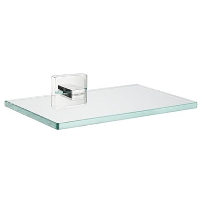 JQK Bathroom Glass Shelf Chrome, Tempered Glass Shower Storage 8 by 5 inches, 304 Stainless Steel Polished Chrome Wall Mount, TGS201L8-CH - color: Polished Chrome, size: 8 Inch