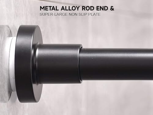 Shower Curtain Rod 43-73 Inches Matte Black, Rustproof and Non-Fall Down Spring Tension Rod for Window or Bathroom, Stainless Steel - color: Black