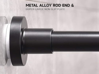 Shower Curtain Rod 43-73 Inches Matte Black, Rustproof and Non-Fall Down Spring Tension Rod for Window or Bathroom, Stainless Steel - color: Black