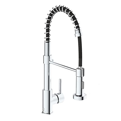 Kitchen Faucet, Commercial Kitchen Sink Faucets with Pull Down Sprayer, Stainless Steel Faucets for Kitchen Sinks, Dual Function Spray Head, Single Handle Spring Kitchen Faucets -Chrome Finish - color: E-Chrome Polished, style: Classic