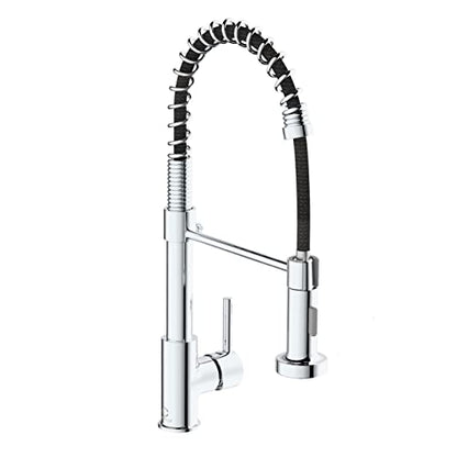 Kitchen Faucet, Commercial Kitchen Sink Faucets with Pull Down Sprayer, Stainless Steel Faucets for Kitchen Sinks, Dual Function Spray Head, Single Handle Spring Kitchen Faucets -Chrome Finish - color: E-Chrome Polished, style: Classic